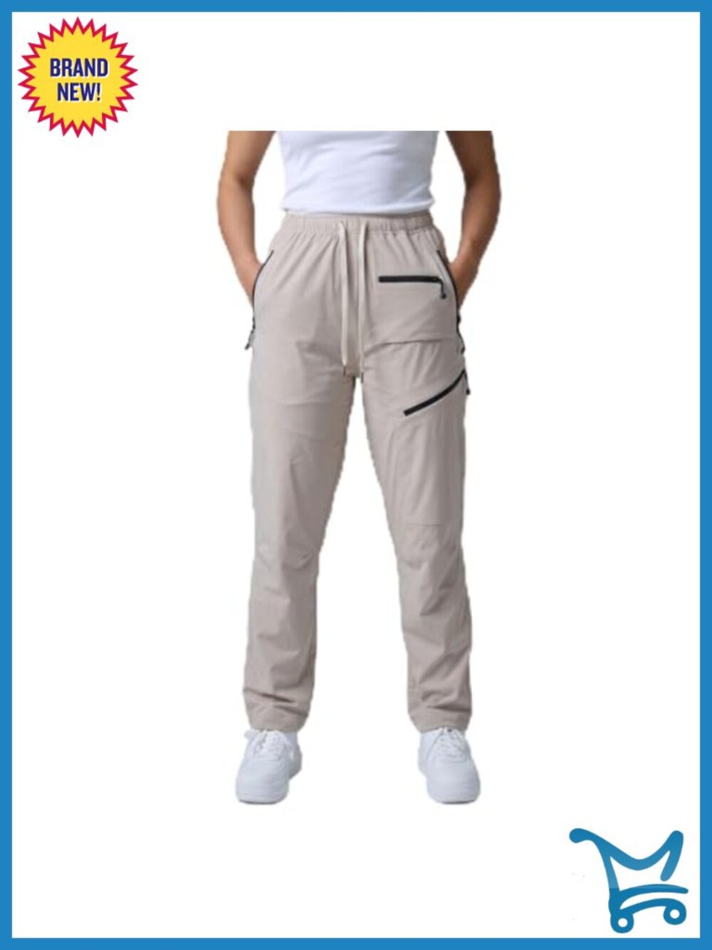 Lightweight Hiking Pants Hidden Toggle Hem Zip Pockets Cargo Quick Dry Travel